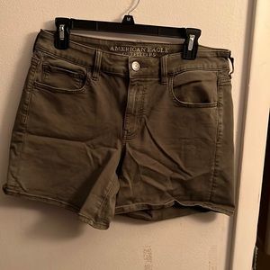 Green jean shorts